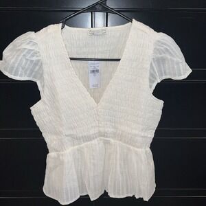American Eagle NWT Women's Top Small Smocked Babydoll Boho V-neck‎